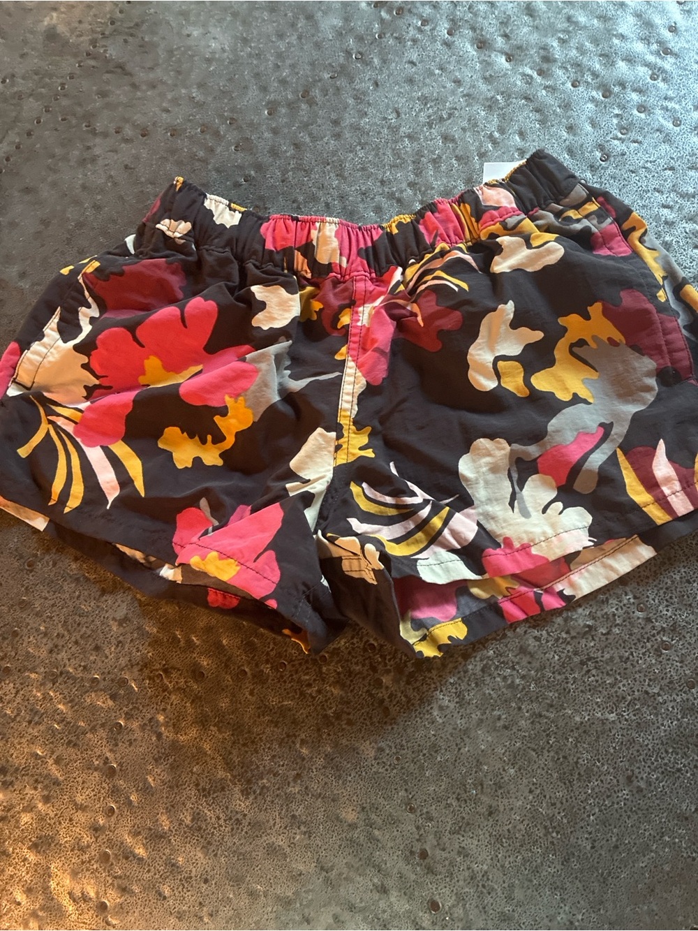 Women’s Patagonia Black Floral Elastic-Waist Shorts - Pink & Yellow Print